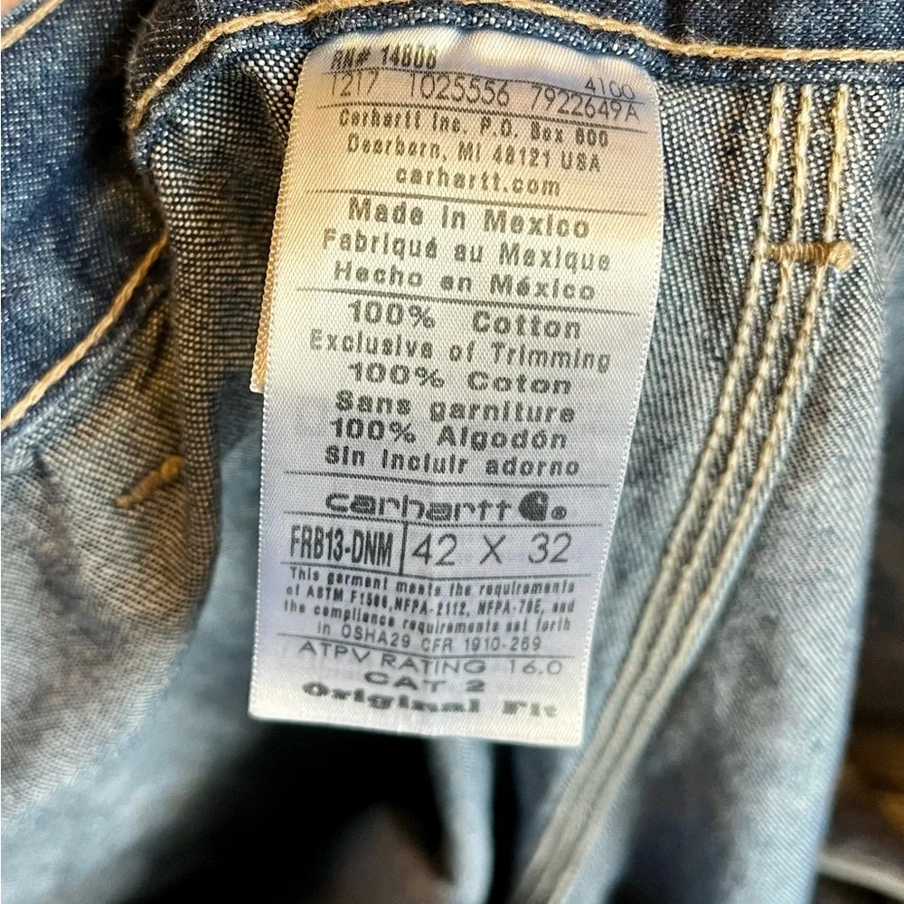 Carhartt FR Flame-Resistant Original Fit Work Jeans Size 42x32 CAT 2 ATP 16.0